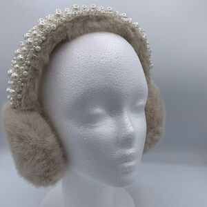 Anna & Ava Cluster Pearl and Bead Faux Fur Earmuffs BNWT